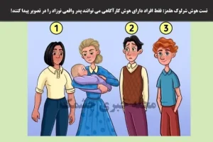 تست هوش و معما | پدر بچه را زیر 5 ثانیه تشخیص دهید + جواب تست