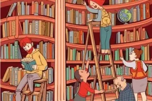 تست هوش| ادعای تیزبینیت میشه؟ جغد بازیگوش رو تو کتابخانه رو پیدا کن