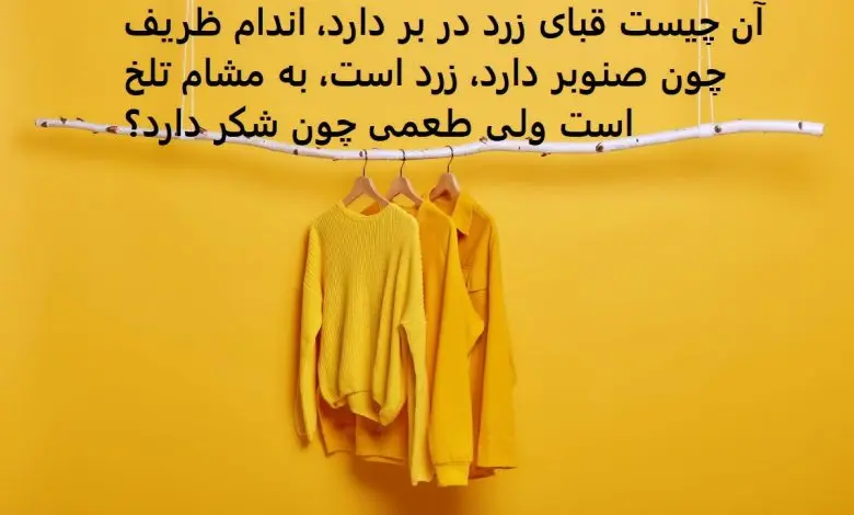 چیستان روز | آن چیست قبای زرد در بر دارد، اندام ظریف چون صنوبر دارد، زرد است، به مشام تلخ است ولی طعمی چون شکر دارد؟