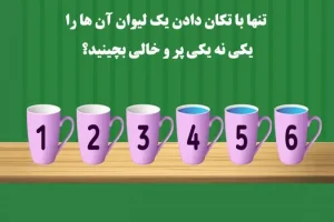 تست هوش | باهوشا دست به کار شین تنها با تکان دادن یک لیوان آن ها را به صورت یکی نه یکی پر و خالی بچینید؟