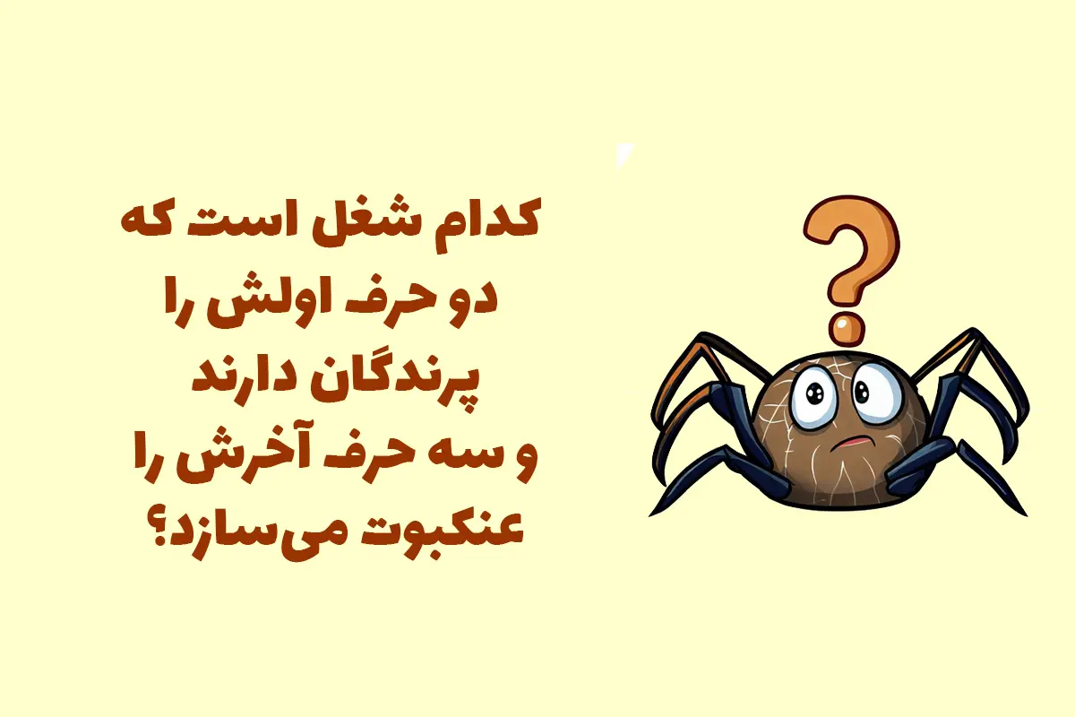چیستان روز | کدام شغل است که دو حرف اولش را پرندگان دارند و سه حرف آخرش را عنکبوت میسازد؟