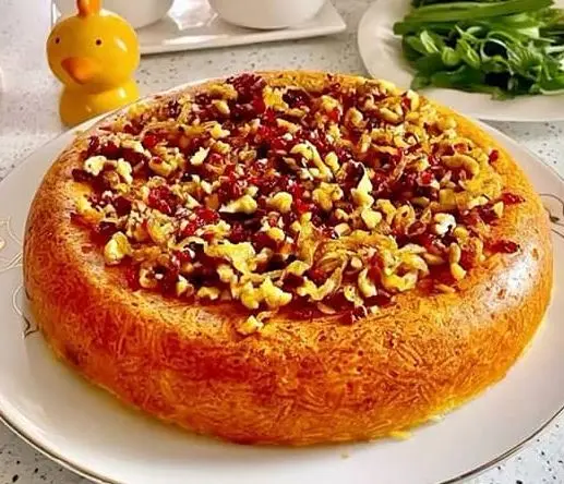 تهچین گردویی: غذای سلطنتی بدون گوشت برای مهمانیهای خاص