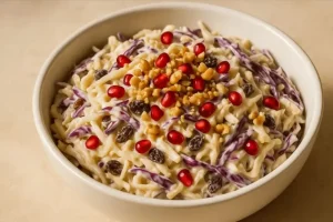 سالاد کلم و انار و کشمش ؛ ترد، خوشرنگ و پاییزه در 15 دقیقه