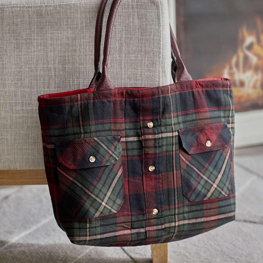 Free Easy Coats & Clark Shirt Tale Tote -Re-purpose a Flannel Shirt Sewing Pattern | Yarnspirations