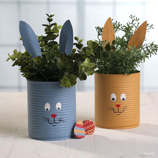 Süße Bastelidee für Kinder zu Ostern - Osterhasentöpfe