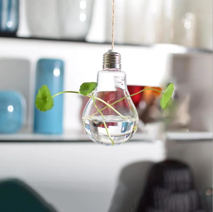 Creative Light Bulb Glass Craft Glass Vase Household Ornaments Hanging Glass Vase - Vase and Glass Bottle price