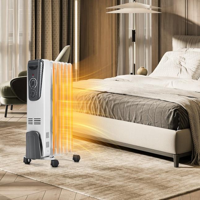 SUGIFT 1500-W White Oil-Filled Radiator Space Heater with 3 Heat Settings Adjustable Thermostat and Casters in the Electric Space Heaters department at Lowes.com