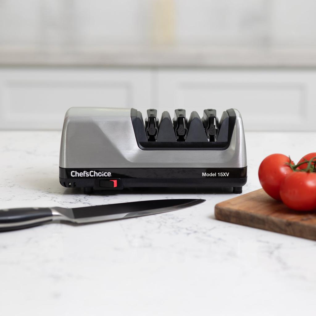Chef'sChoice Model 15XV Electric Knife Sharpener, 3-Stage 15-Degree Trizor, in Platinum (0101508) – Chef's Choice by EdgeCraft
