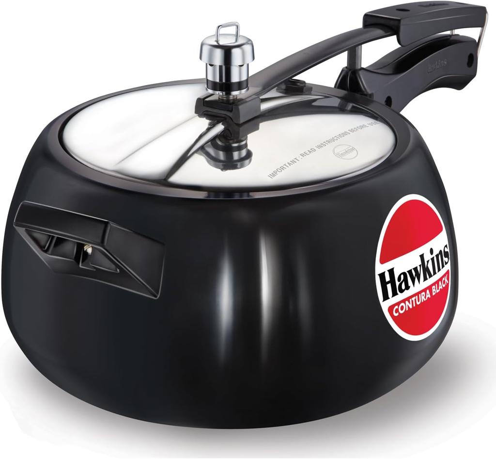 Hawkins CB50 Hard Anodised Pressure Cooker, 5-Liter, Contura Black