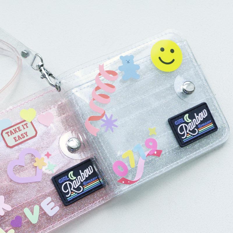 갓샵 투명 글리터 카드 지갑 3color [PVC 반짝이 학생 포카 목걸이 카드지갑 DIY 꾸미기]