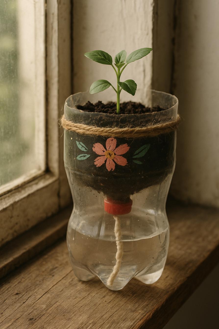 A Wabi-Sabi Self-Watering Planter from a Plastic Bottle — Dopamine Hobbies