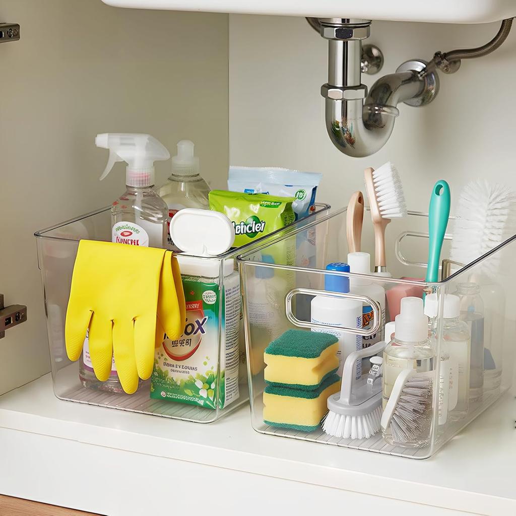 6 Pack Clear Stackable Storage Bins with Lids, Large Plastic Pantry Organizers and Storage Containers for Kitchen Cabinet, Fridge, Closet, Bathroom - BPA-Free Home Organization Must Haves - Walmart.com