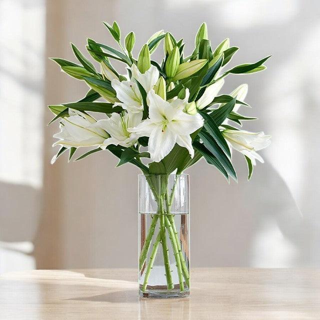 White Lilies Vase - Flower Emporium – Flower Emporium