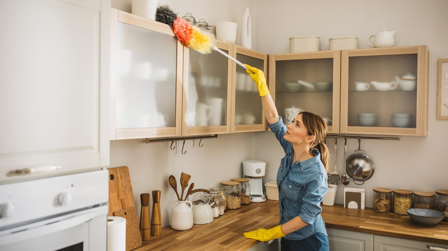 How To Finally Get That Layer Of Dust Off The Top Of Your Kitchen Cabinets