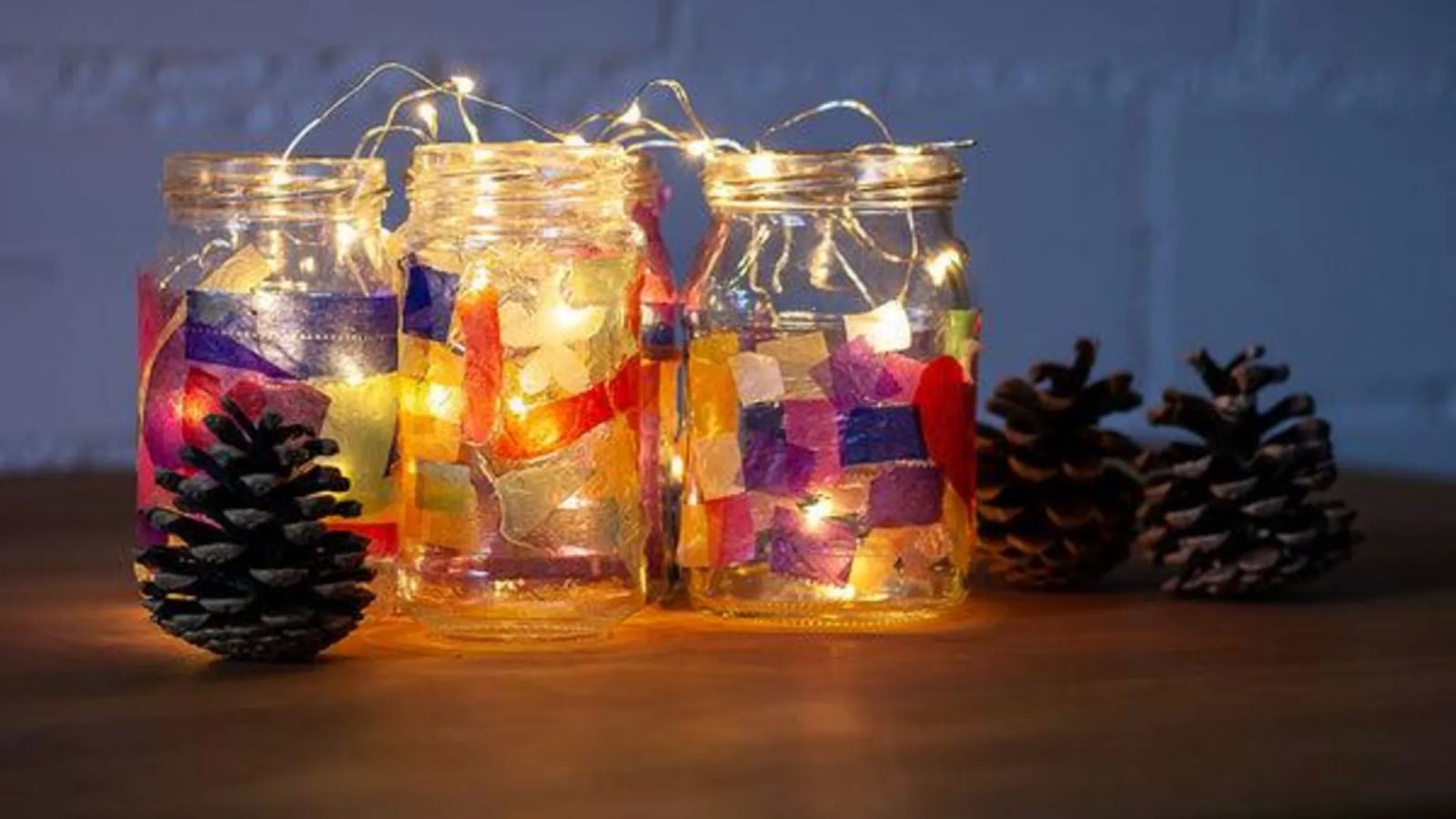 آموزش ساخت چراغ خواب دکوری با ظرف شیشه ای کاغذ پوستی و چراغ LED