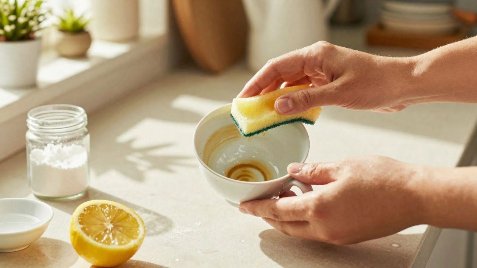 ۷ روش ساده برای پاک کردن لکه های قهوه ای قوری و فنجان چای